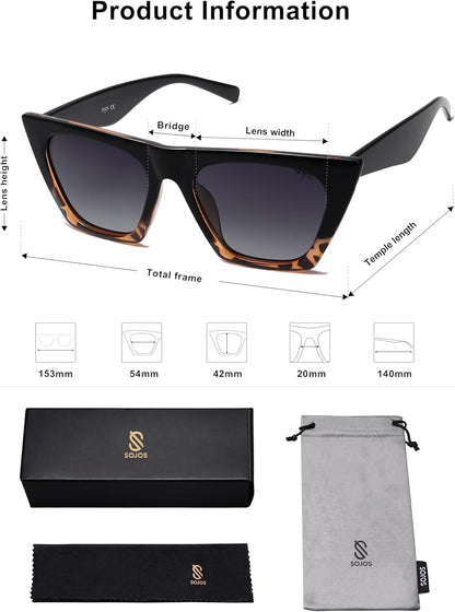 Trendy Oversized Square Cateye Polarized Sunglasses Womens Big Frame Shades SJ2115
