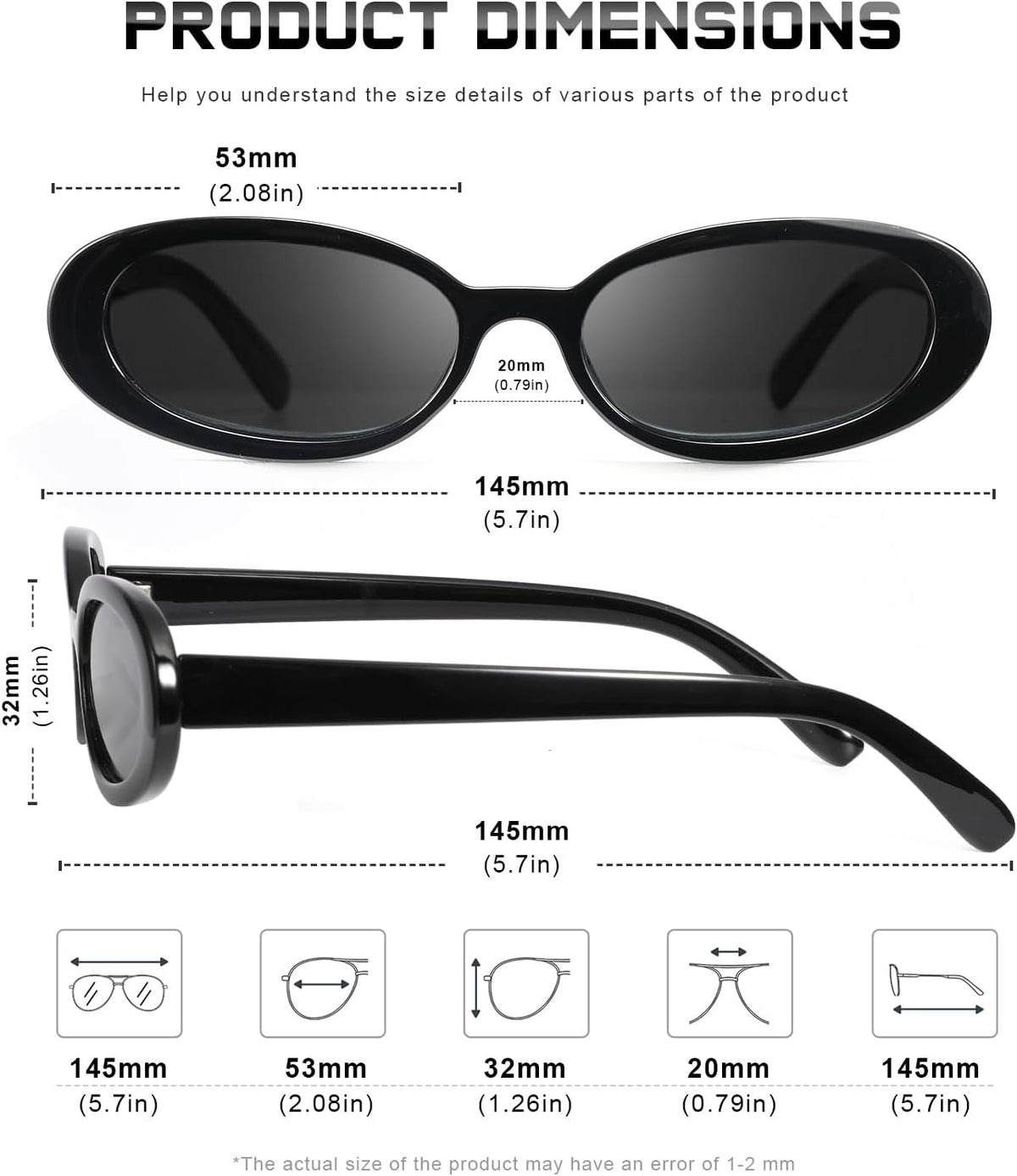 Retro Oval Sunglasses for Women Men Fashion Small Frame Sun Glasses 90s Style Driving Glasses UV400 Protection