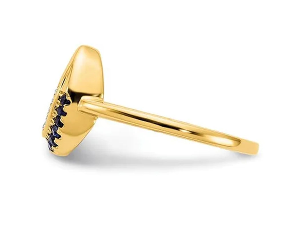 1/8 Carat (ctw) Natural Blue Sapphire Moon Ring in 14K Yellow Gold with Accent Diamonds