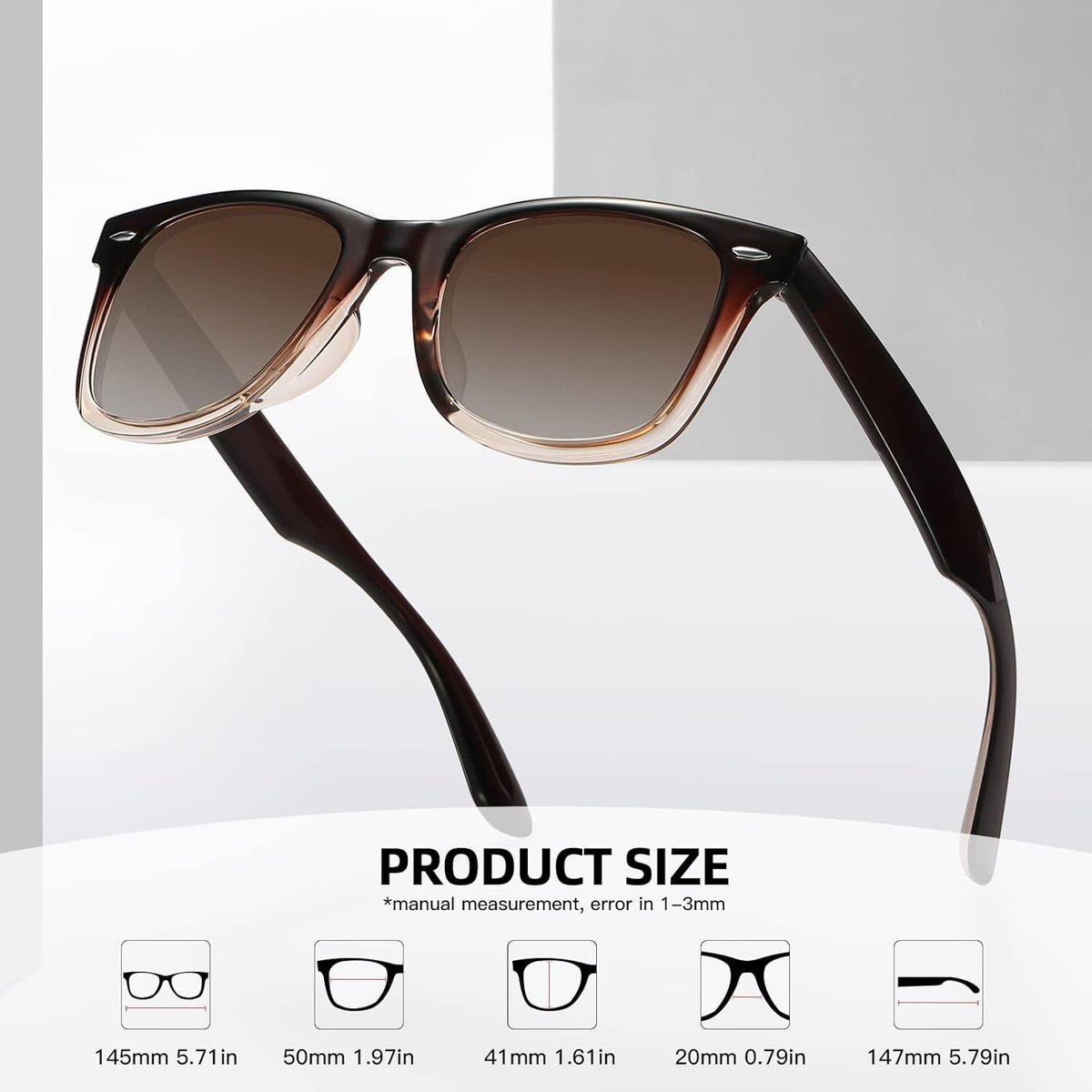 Polarized Sunglasses for Women Men Classic Retro Square Frame Driving Trendy Sun Glasses UV Protection