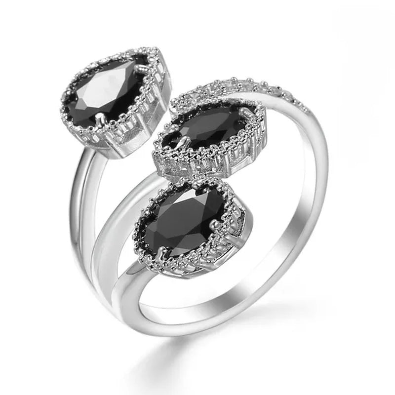 Fashion handpiece blue zirconium jewelry opening ring 925 sterling silver sapphire rings for women New Model Fashion Jewelry Zircon Elliptical Shape Rings Wedding Jewelry Engagement Diamond Rings
