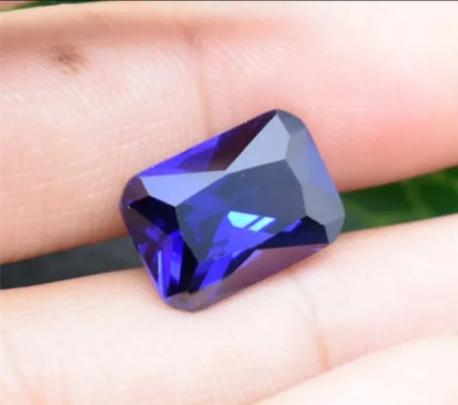 Unheated Blue Tanzanite 6x8mm 2.36Ct Emerald Cut Shape AAAAA VVS Loose Gemstone