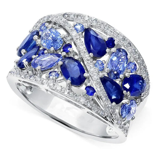 Simple Pear Cut Aquamarine Women Ring Fashion 925 Sterling Silver Natural Gemstone Women Wedding Party Jewelry Ring