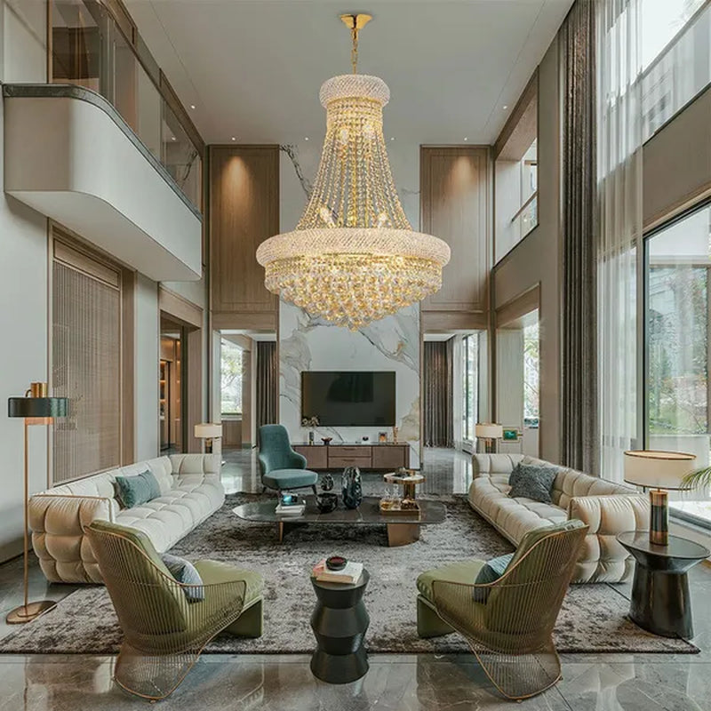 14-Lights Crystal Chandelier Modern French Empire Pendant Lamp Ceiling Hanging Lighting Fixture