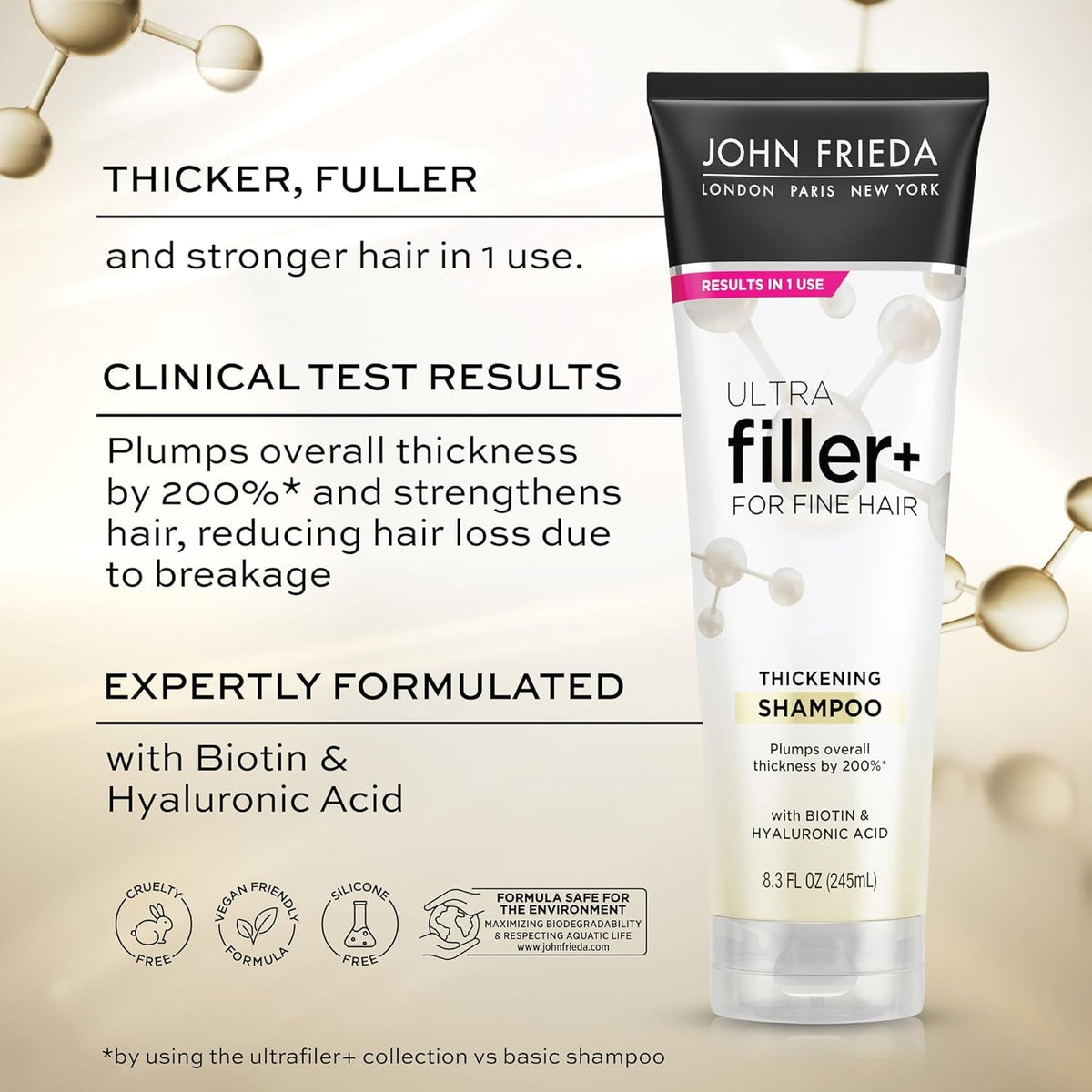 Ultrafiller+ Thickening Shampoo, Strengthening Shampoo for Damaged or Thin Hair, Infused with Biotin and Hyaluronic Acid to Strengthen Hair for Thicker Fuller Results, 8.3 Oz