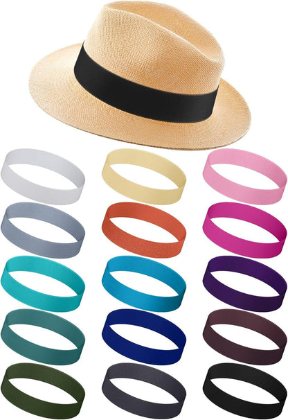 15 Pcs Hat Band Stretchable Ribbon for Panama, Western Cowboy, Straw Hats - Accessories for Women and Men