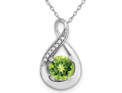 4/5 Carat (Ctw) Natural Green Peridot Drop Pendant Necklace in 14K White Gold with Chain