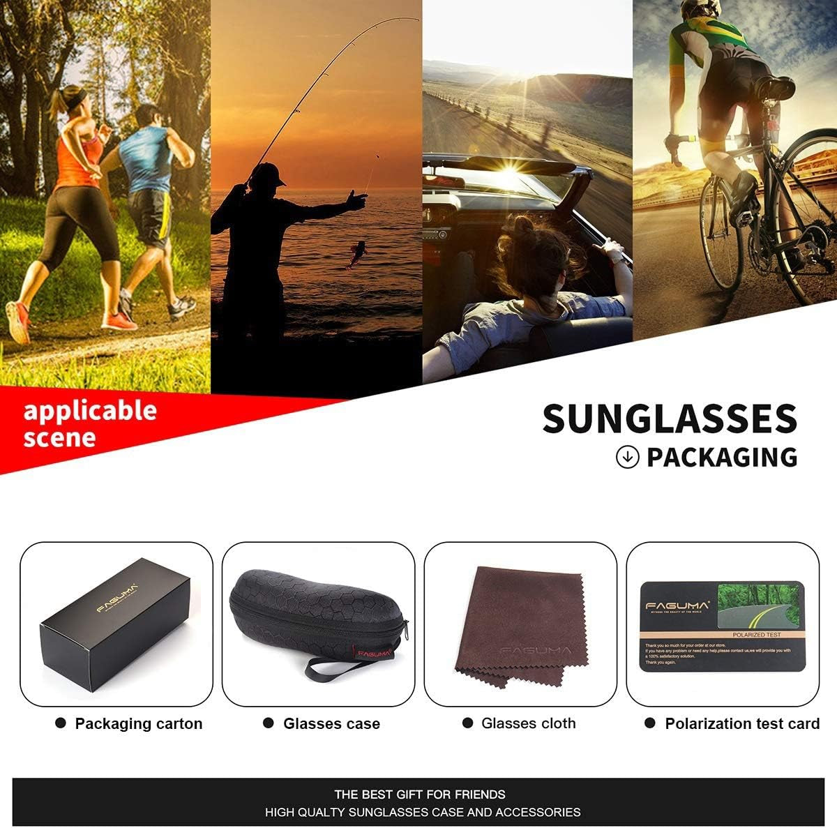 Polarized Sports Sunglasses for Men Cycling Driving Fishing UV400 Protection