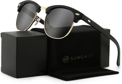 Polarized Sunglasses for Men and Women, Classic Half-Frame Retro Shades for Driving, Travel, and Outdoor Activities
