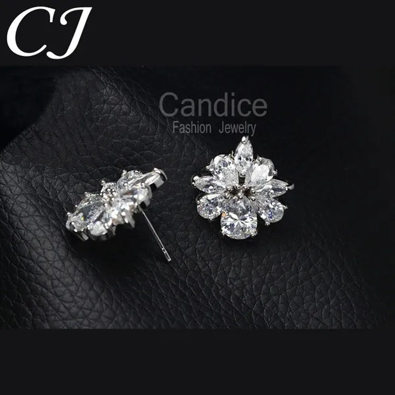 CANDICE White Gold Plated Marquise Red Zirconia Stone Necklace Earrings Sets for Wedding Luxury Party CZ Jewelry Set