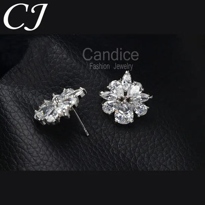 CANDICE White Gold Plated Marquise Red Zirconia Stone Necklace Earrings Sets for Wedding Luxury Party CZ Jewelry Set