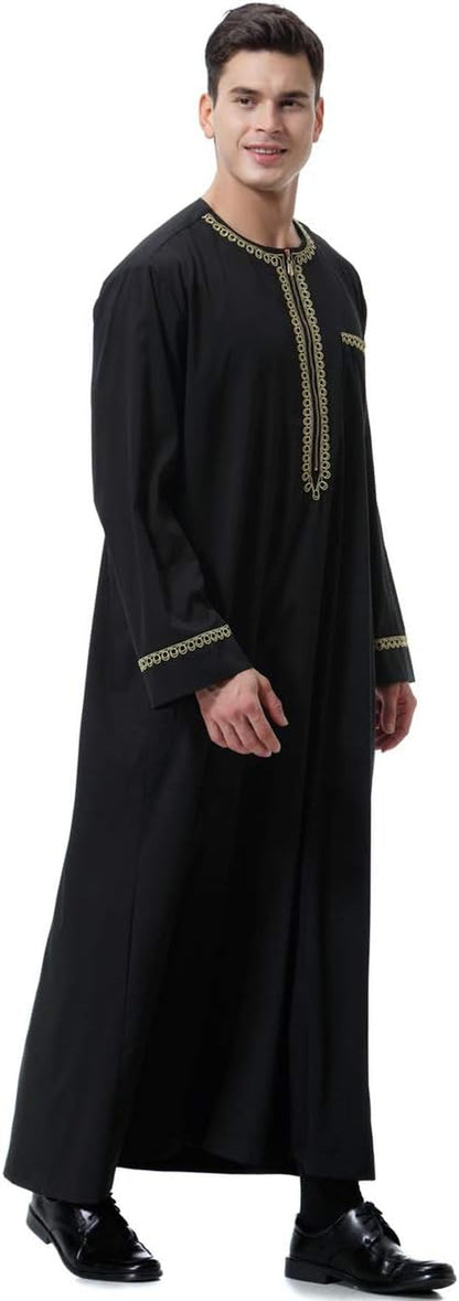 Men'S Muslim Clothes Durable Kaftan Robe Dubai Long Gown Ethnic Clothes,1Pc Soft Robe