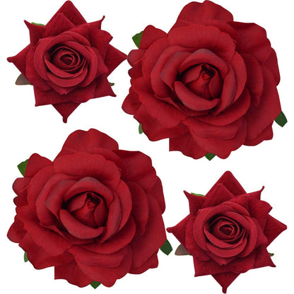Rose Hair Clip Flower Hairpin Rose Brooch Floral Clips, 4 Pcs Fabric Rose Flowers Hair Clips Mexican Hair Flowers Pin up Headpieces for Woman Girl Wedding Party Mother'S Day