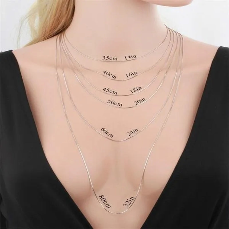 Men Women Snake Chain 1MM/2MM/3MM 925 Silver Necklaces Fashion DIY Charm Pendant Fine Jewelry Accessories