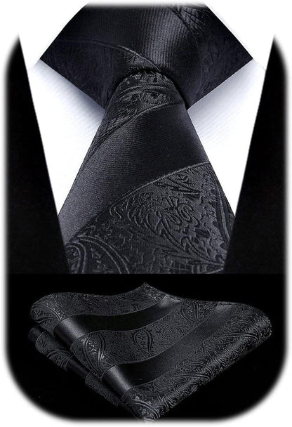 Paisley Ties for Men Solid Tie Handkerchief Floral Men'S Necktie & Pocket Square Set Wedding Classic Mens Ties