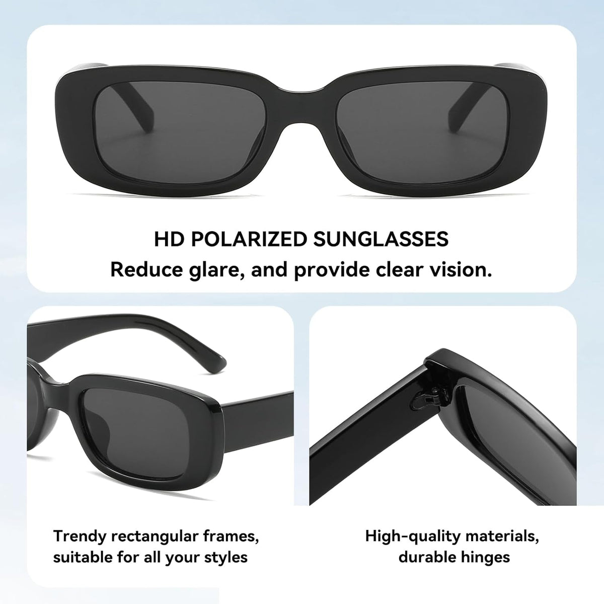 Rectangle Sunglasses for Women Men Trendy Retro Fashion Sunglasses UV 400 Protection Square Fram