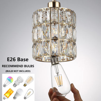 Gold Crystal Pendant Light, Pendant Lights Kitchen Island 3 Pack, Adjustable Modern Pendant Light, Hanging Light Fixtures for Dining Room Entryway Living Room Bar