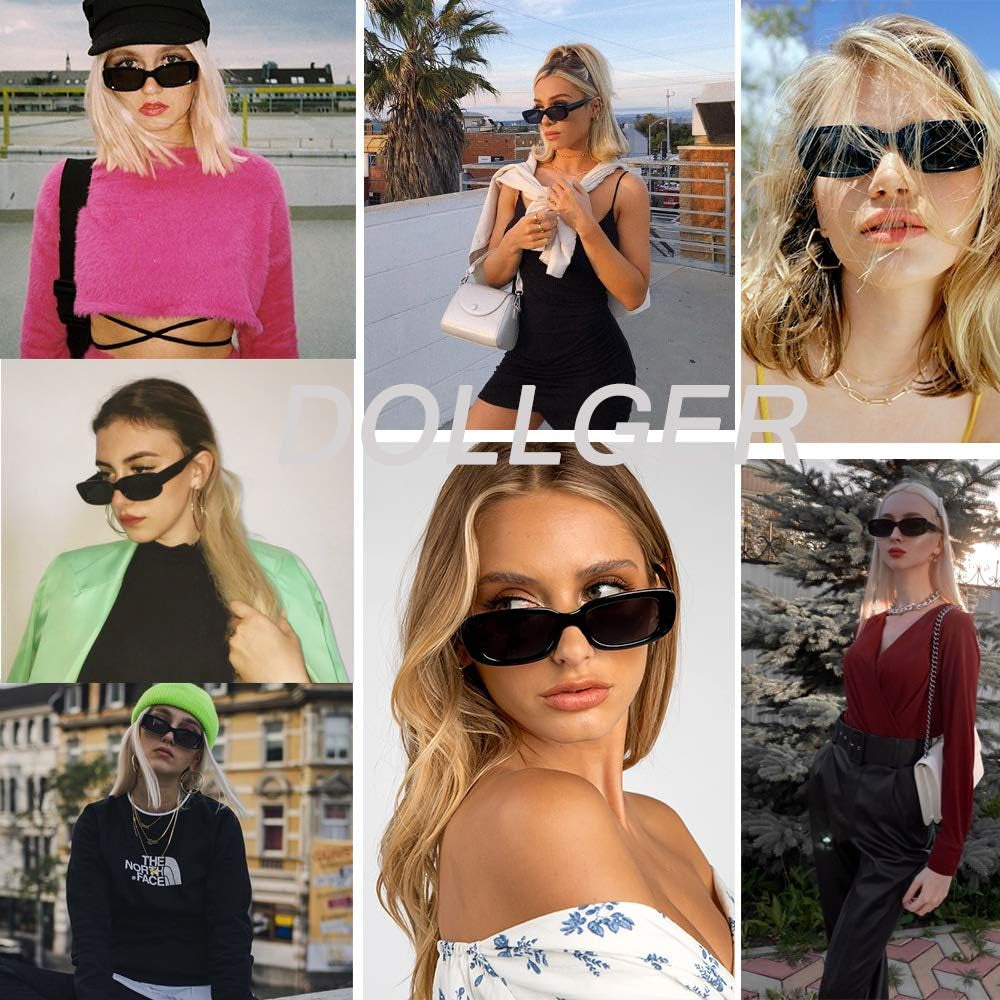 Rectangle Sunglasses for Women Men Trendy Retro Fashion Sunglasses UV 400 Protection Square Fram