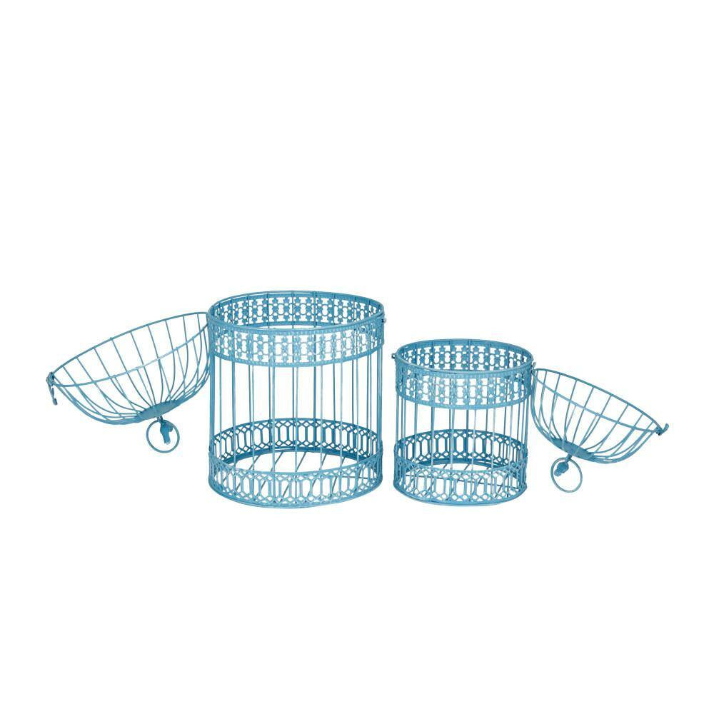 Blue Metal Birdcage with Latch Lock Closure and Hanging Hook (2- Pack)