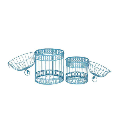 Blue Metal Birdcage with Latch Lock Closure and Hanging Hook (2- Pack)