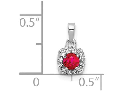 1/5 Carat (ctw) Natural Ruby Halo Pendant Necklace in 14K White Gold with Diamonds and Chain