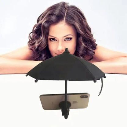 Phone Umbrella Suction Rainproof sunshade Mini umbrella mobile phone stand