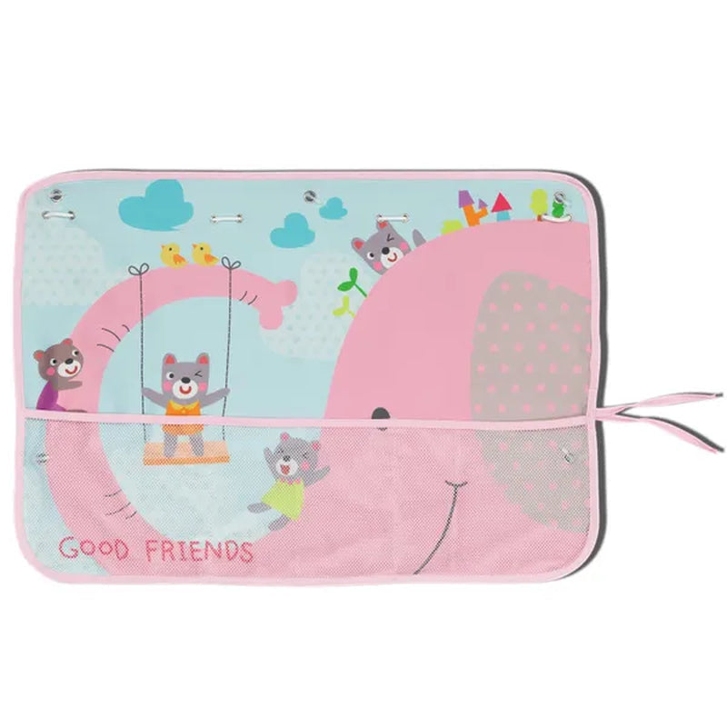 Car Sun Shade Cover Cartoon Side Window Curtain Sunshade Visor Heat Shield UV Protector For Kid Baby Children W/ Storage Net