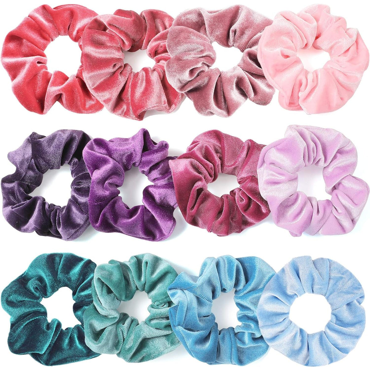 Scrunchies for Girls, 12 Pcs Velvet Scrunchies for Hair, Soft Ponytail Holder, Cute Colors Elastic Hair Bands for Teens and Women