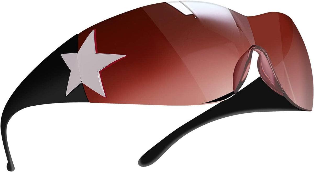 Rimless Y2K Sunglasses for Women Men,Trendy Shield Wrap Around Sunglasses Oversized Fashion Frameless Sun Glasses