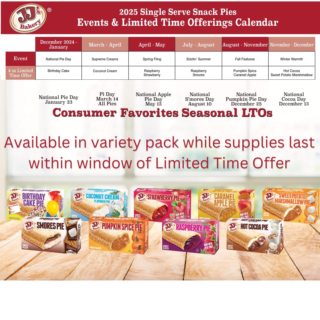Cream Pie Variety Pack Individually Wrapped on the Go Pastry Handheld Snack Pies (Pack of 6)