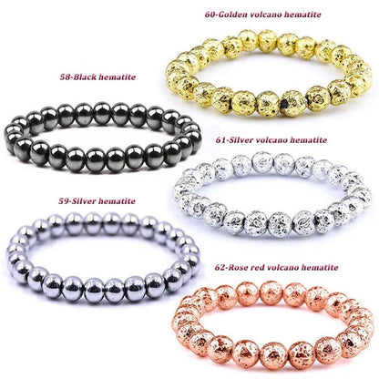 113 Style 8mm Beads Bracelet Men and Women Diy Stone Beads Bracelet Round Turquoise Agate Crystal Chalcedony Opal Beaded Bracelet Wholesale