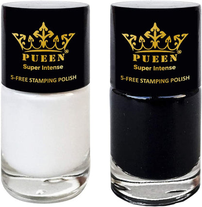 Super Intense Nail Art Stamping Polish Must Have Color Collection - (805 Black Jack + 806 Pure White) 12ml each - BH000872