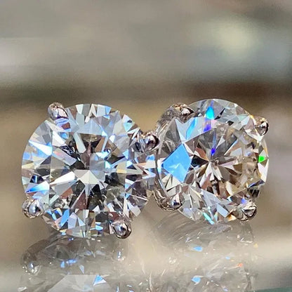 Moissanite Stud Earrings 4 Claws Setting Round Brilliant Cut Diamond Earrings Fine Jewelry for Women Men