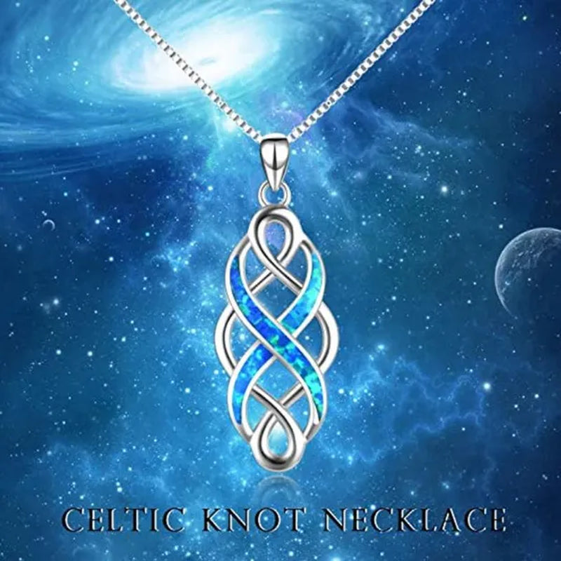 New Fashion 925 Sterling Silver Celtic Knot Necklace for Women Elegant Bridal Wedding Necklace