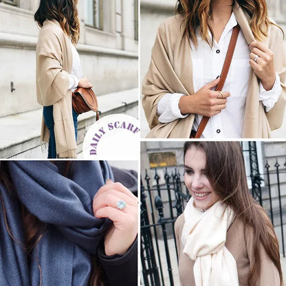 200X*70cm Fashion Solid Color Women Scarf Winter Hijabs Tassels Long Lady Shawls Cashmere Like Pashmina Hijabs Scarves Wraps