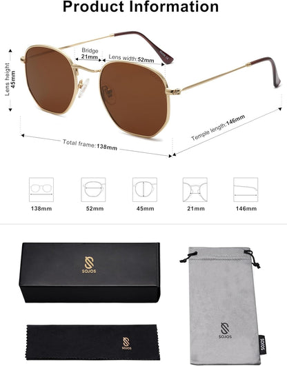 Square Polarized Sunglasses for Women Men Small Hexagonal Polygon Shades SJ1072