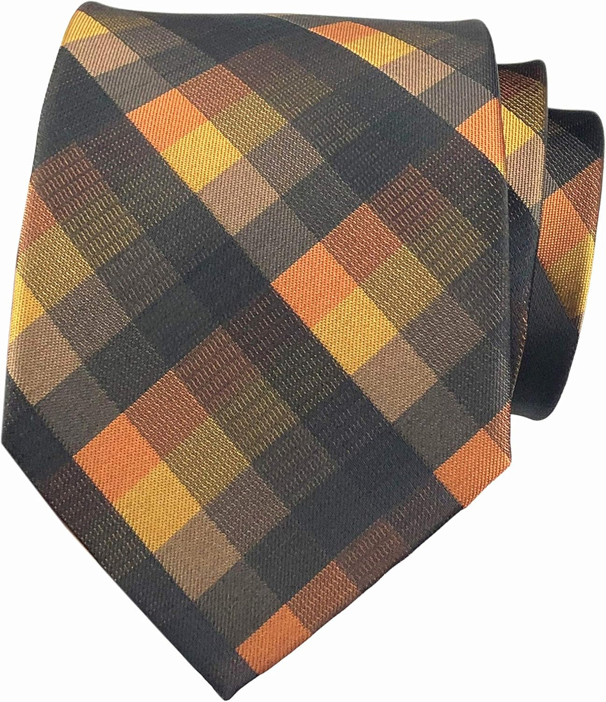Men'S Classic Checks Dark Blue Grey Jacquard Woven Silk Tie Necktie