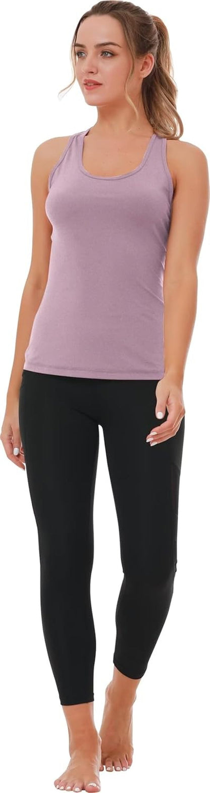 6 or 5 Pack Workout Tank Tops for Women, Athletic Racerback Sports Tank Tops, Compression Sleeveless Dry Fit Shirts
