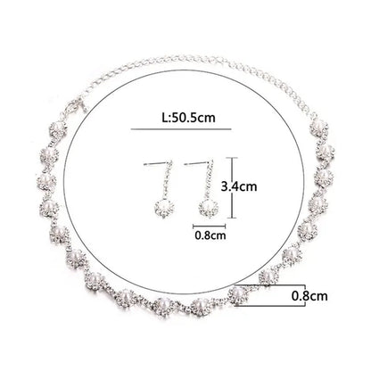 Women's Jewelry Set Rhinestone Crystal Bride Statement Choker Necklace Tiara Crown Link Bangle Bracelet Teardrop Dangle Earrings Set for Wedding Party Silver Plated White Crystal Necklace Earrings Bracelet