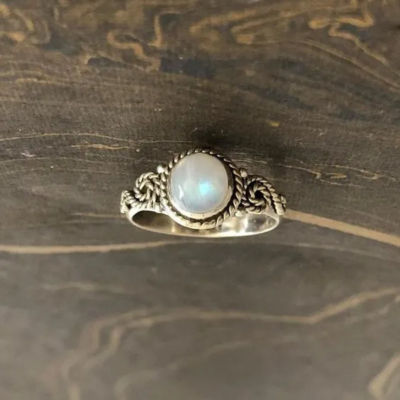 Luxury Fashion 925 Sterling Silver Brilliant Natural Rainbow Moonstone Gemstone Diamond Ring Wedding Band Engagement Party Christmas Gift Ring Size 4-12 Anillos