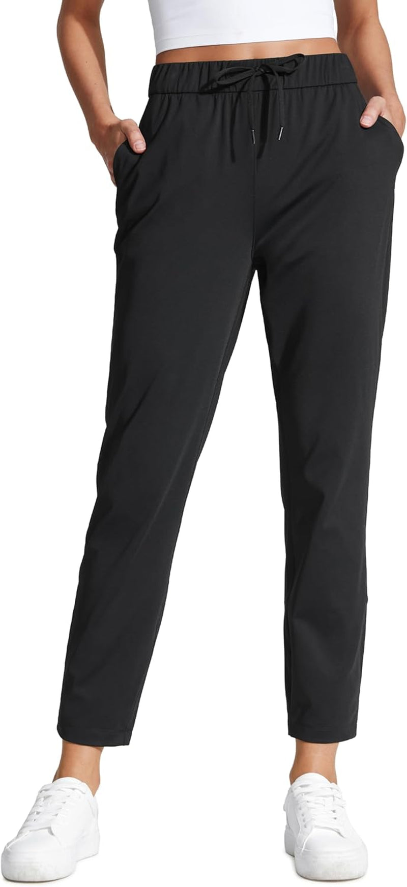 Womens 4-Way Stretch Ankle Golf Pants 7/8 Casual Dress Work Athletic Travel Workout Sweatpants with Pockets