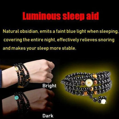 New Luminous Natural Stone Black Obsidian Healing Bracelet Weight Loss Unisex Slimmy Health Care Calming Bracelet