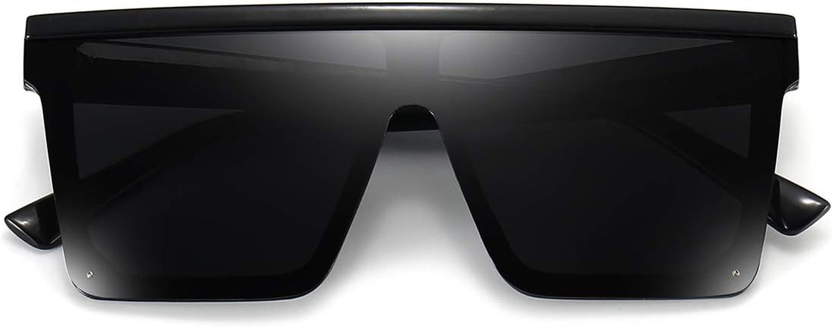 Square Oversized Sunglasses for Women Men Fashion Flat Top Big Black Frame Shades