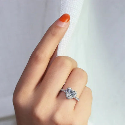 Elegant Natural Gemstone Heart Shaped Ring Fashion Women Platinum Diamond 925 Silver 18k Rose Gold Ring Engagement Wedding Anniversary Gift Jewelry