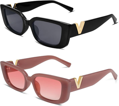 Rectangle Sunglasses for Women 90s Retro Trendy Y2K Classical Vintage Square Shades AR82037