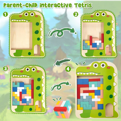 Wooden Blocks Puzzle Brain Toy for Kids Montessori STEM Educational Toy Pattern Blocks Gift for 3 4 5 6 7 Year Old Boys Girls