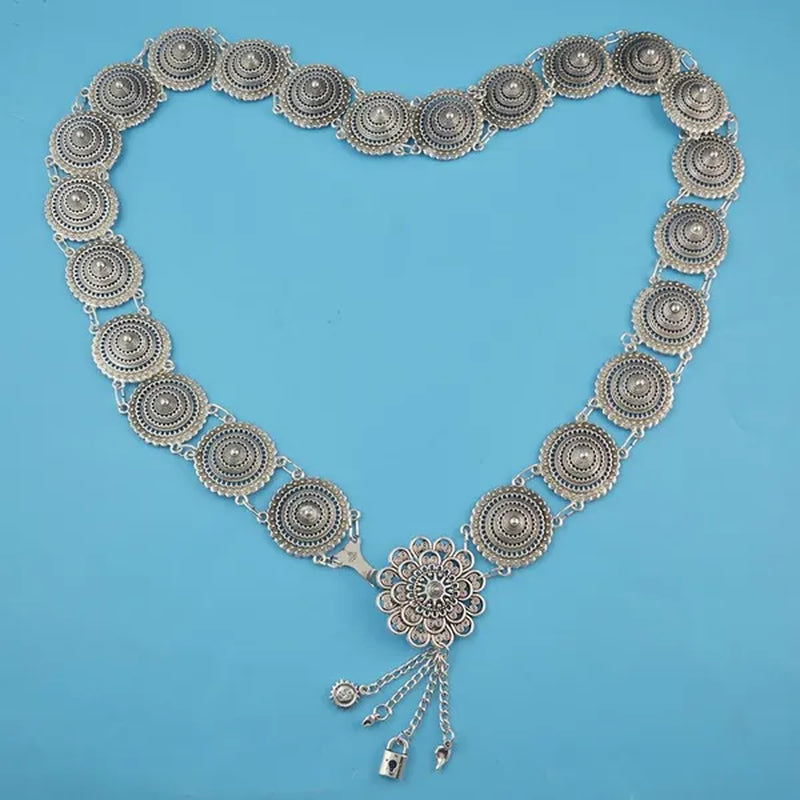 Vintage Silver Waist Chain Bells Metal Tassel  Belly Chain  Charm Belt Chains Body Jewelry
