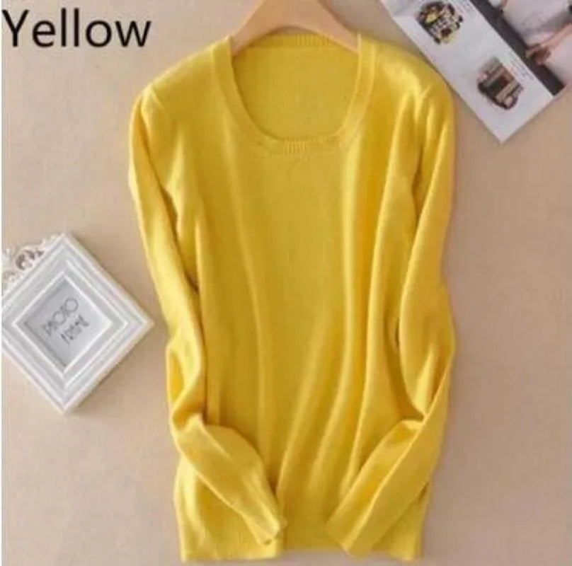 18 Colors Wool Pure Cashmere Sweater Women Soft Pullovers O-Neck Pull Femme Long Sleeve Sweaters Pullovers