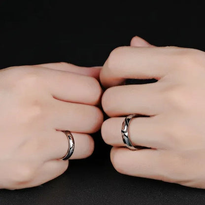 2 pcs / set . Heart of love couple titanium steel wedding rings for women fashion jewelry woman accessories silver ring women for man