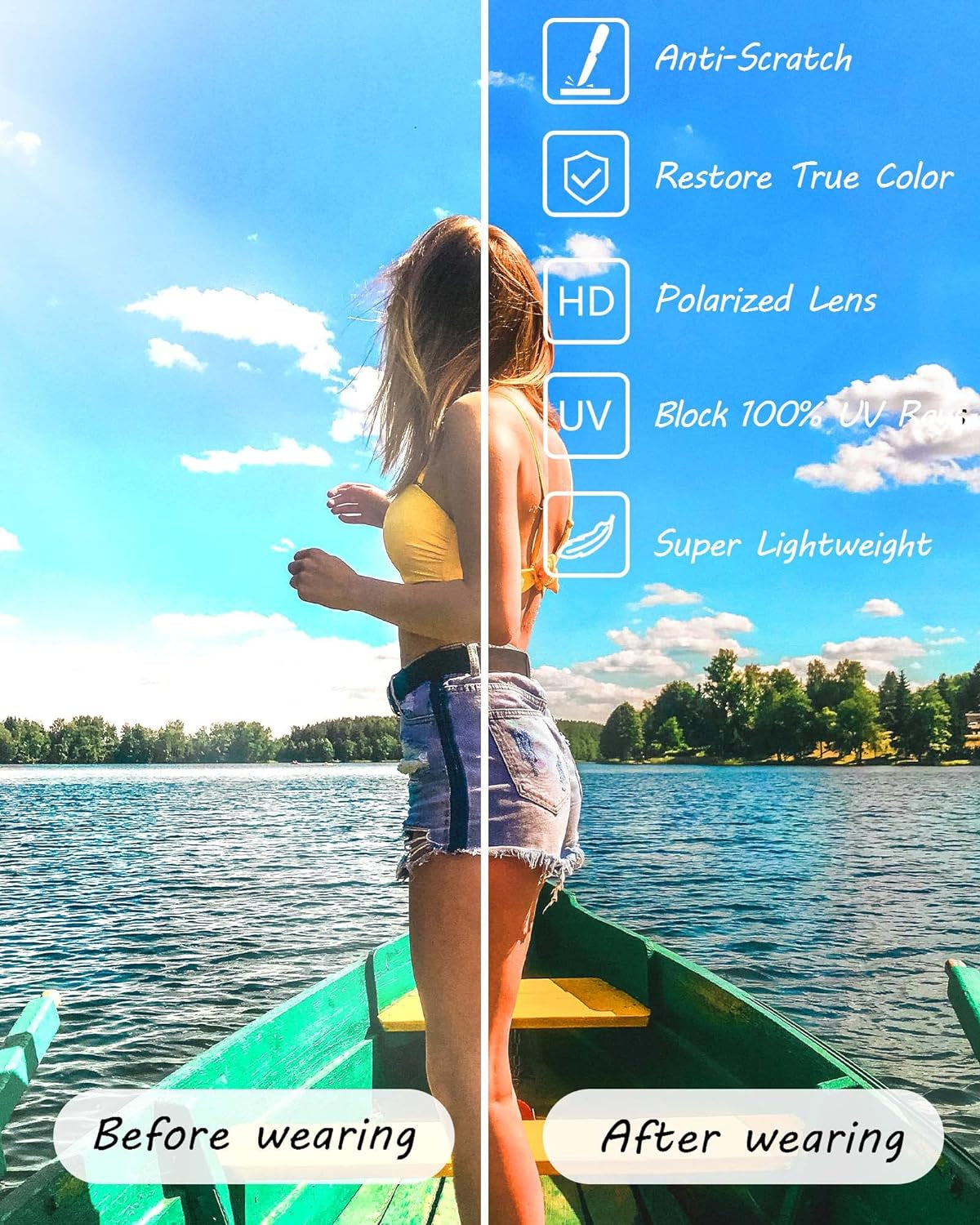Polarized Sunglasses for Women, Square Mirrored Trendy Shades with UV Protection Reduce Glare Sun Glasses